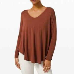 Lululemon Up for Down Time Long Sleeve Dark Terracotta Size 4